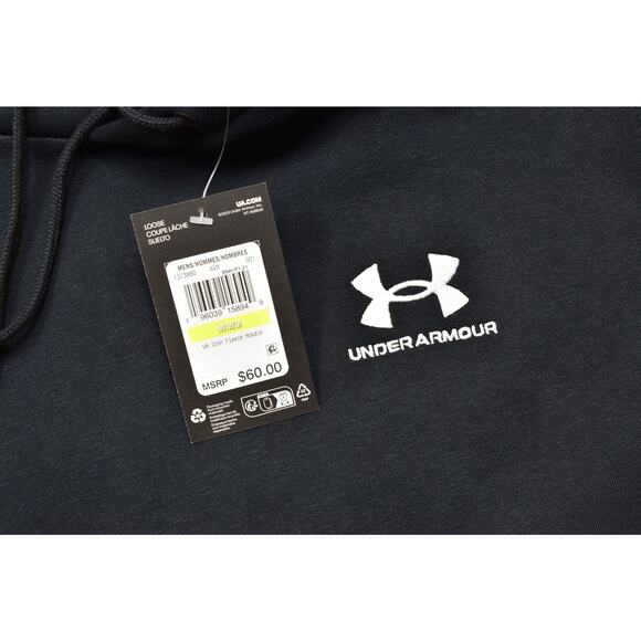 Under Armour Men's Icon Fleece Hoodie Pullover Black Regular Size M Cotton NEW - Picture 5 of 8